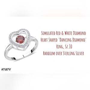 Sim. red & white 'Dancing Diamond' heart ring, Sz.10..Valentines Day💕 now $16!
